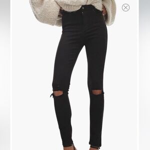 Topshop High Rise Jamie Black Ripped Jeans